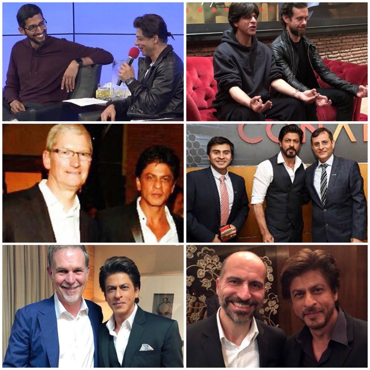 King Khan is suerly the world’s BIGGEST movie star! 

When 👇🏻
#Google CEO met SRK
#Twitter CEO met SRK
#Apple CEO met SRK
#Conares CEO MET SRK
#Netflix CEO Met SRK 
#Uber CEO met SRK