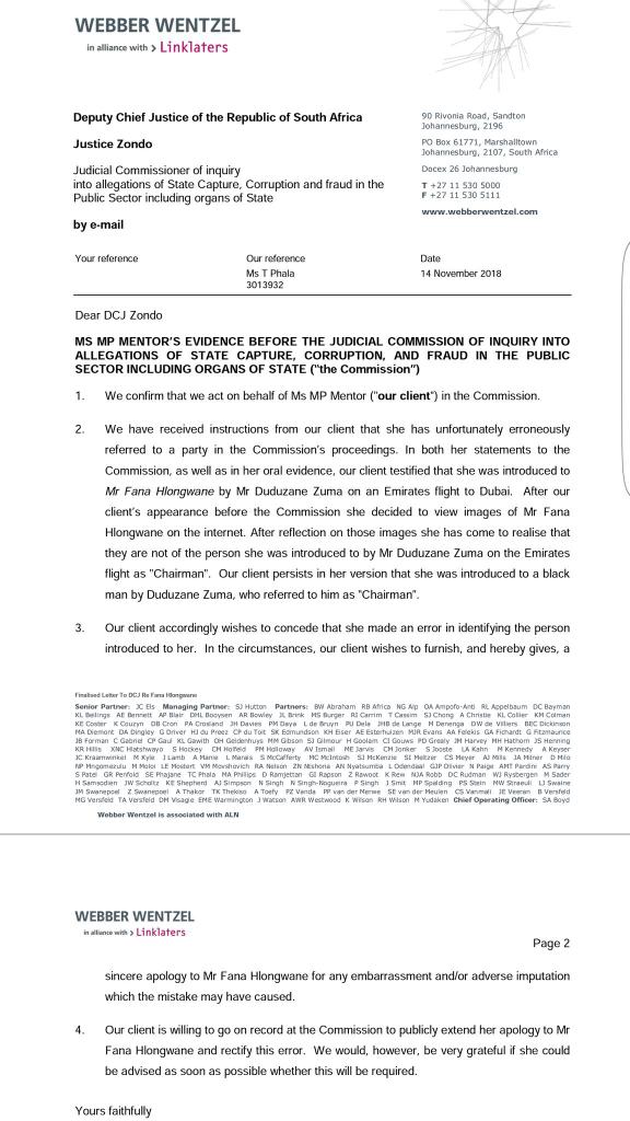 LandNoli's tweet photo. Vytjie Mentor now says she made a mistake by saying Duduzane Zuma introduced her to Fana Hlongwane.
Because she looked on the internet & it wasn't Fana Hlongwane.
It was a Black man who called himself "Chairman".
#StateCaptureInquiry https://t.co/aqOqQd4Pm7