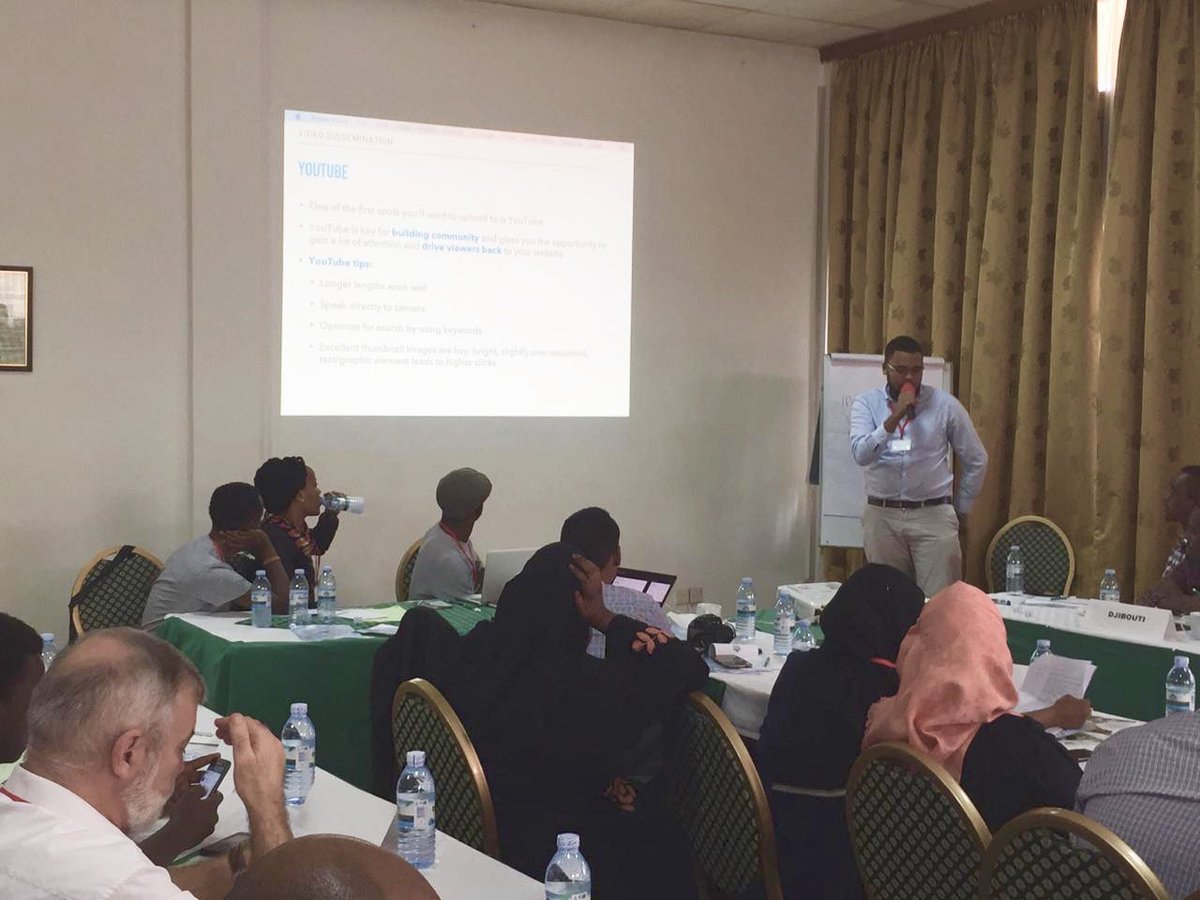 IGAD_CEPCVE's tweet photo. A team of creatives led the participants during this morningโs session on content dissemination, social media tools and best practices to maximize on engagement & reach target audiences. #ICEPCVE #IGAD #YALI2 @igadsecretariat @ItalyMFA @amb_mahboub @US_Emb_Djibouti @USAIDAfrica https://t.co/YB7FgbWxtl