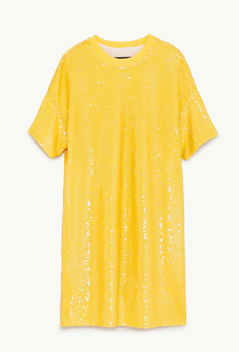 yellow sequin dress zara