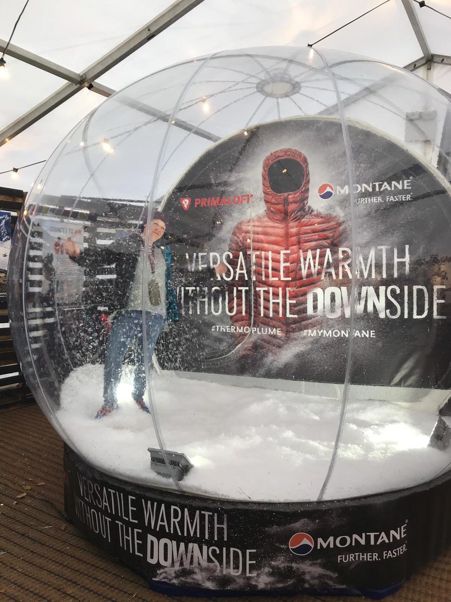 PrimaLoft's tweet photo. Visitors to @kendalmountain already having fun in our #thermoplume snowglobe #primaloft #montane #mymontane #kendal18 https://t.co/lkCU6iTD9B