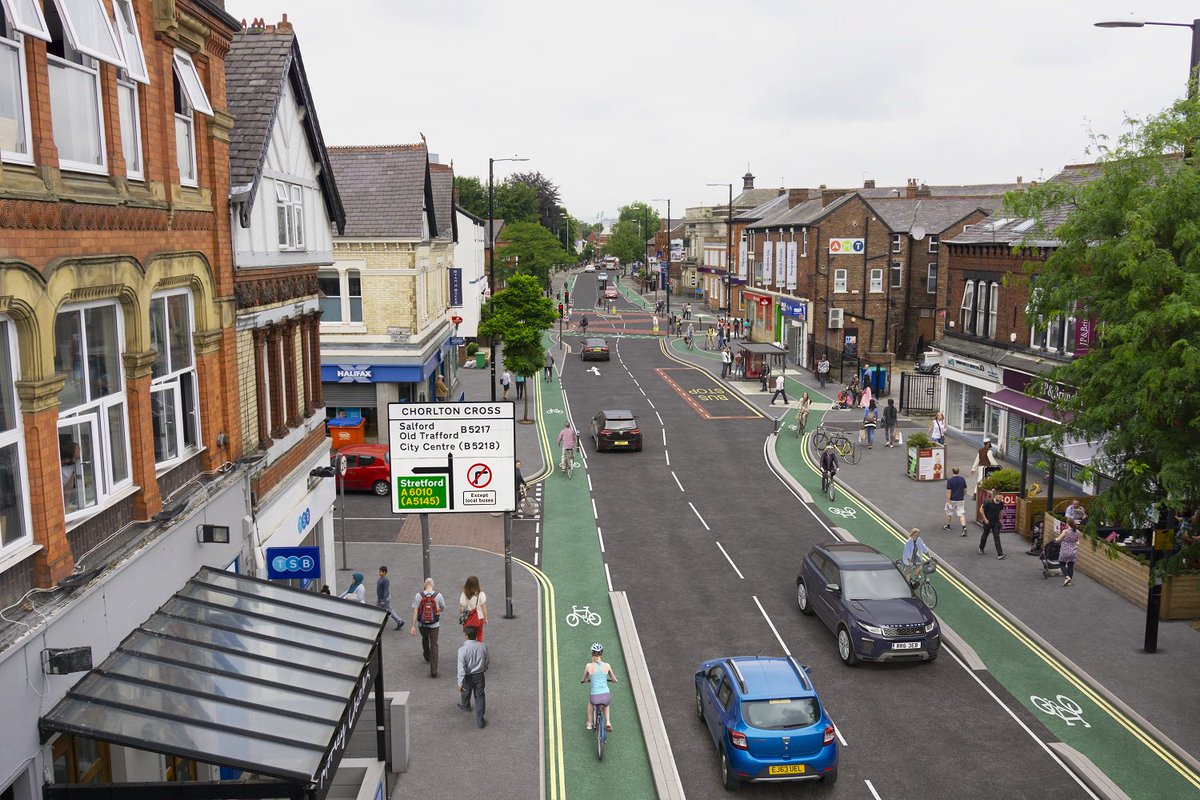 BritishCycling's tweet photo. Great to see the first stage of our Policy Adviser @Chris_Boardman's #Beelines plan coming to life 👀👍

The Chorlton Cycleway will play a massive part in kick starting the project, developing a main artery into the city centre 🙌🚴‍♀️ https://t.co/kK01BR2WZM