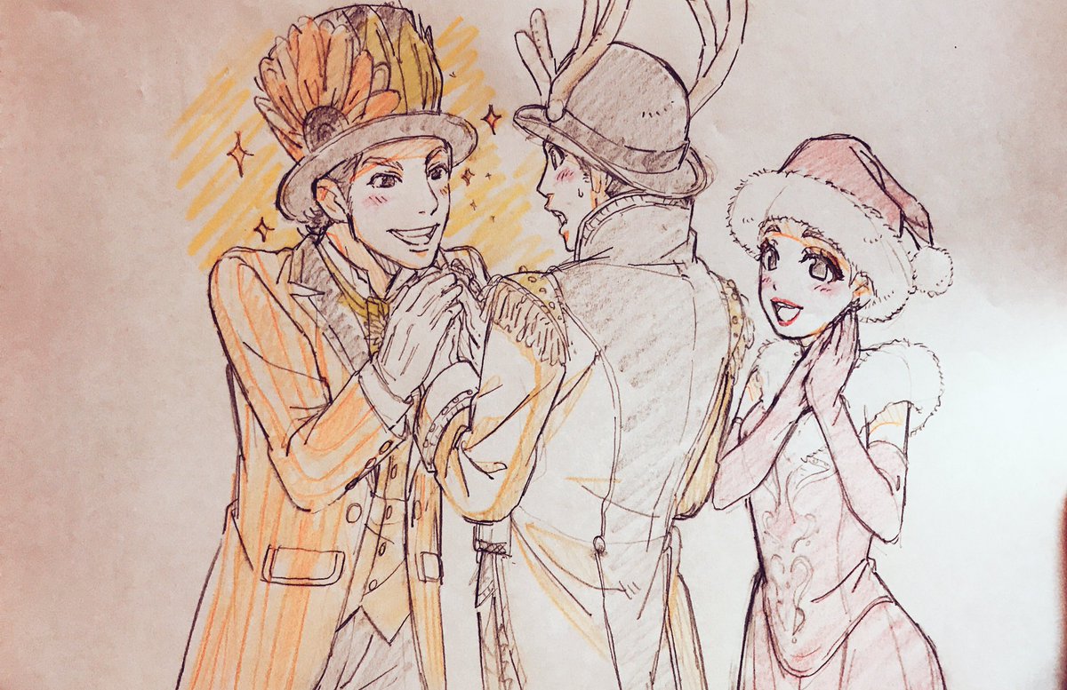 nrpk_d's tweet photo. サンフラワーさんとトナカイさんの衣装似てる〜😌って思いながら描いた落書き https://t.co/OkhdN3RxSC