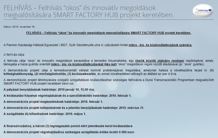 PBNHungary's tweet image. Felhívás mikro-, kis- és középvállalkozások számára!📢Szeretné javítani a gyártási folyamatokat és új technológiákat alkalmazni a termelésben?⁉️Akkor ez a felhívás Önnek szól!✔📅Jelentkezési határidő : 2019. január 18 -15:00 Részletek:bit.ly/2zbINfz  @SmartFactoryHUB