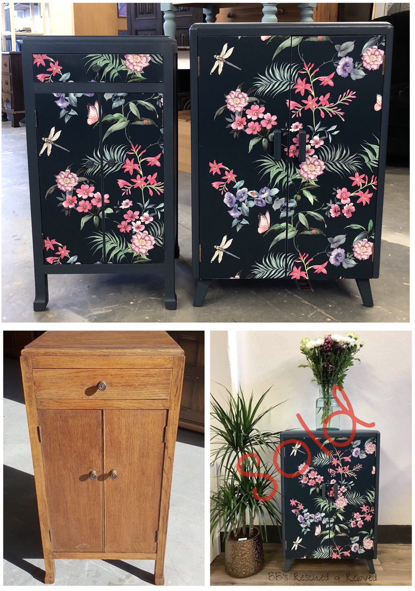 bbsrandr's tweet photo. My client came in &amp; fell in love with my floral piece &amp; asked me to recreate it on hers... she came to collect today &amp; ended up taking the Record Cabinet too #SOLD @annabell_paint Port Royal Blue 💙 
#upcycled #saltash #cornwall #devon #home #floral #bespoke https://t.co/lcsWBcOi4d