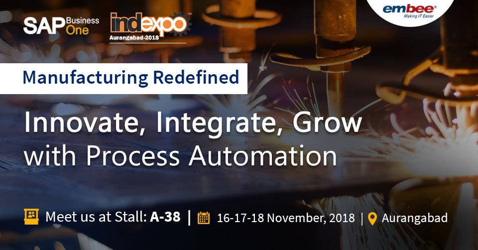 anil_marali's tweet photo. Meet @embeesoftware ERP expert team at #IndExpo2018 at #Aurangabad to know how #SAPBusinessOne enables Manufacturers to drive productivity &amp; grow. For more details visit: https://t.co/L0BgcOzwzC 
#AutomotiveComponents #Manufacturing #Suppliers #IndExpo #TheBestRun #SAP @SAPIndia https://t.co/Yf5TTGQv8x