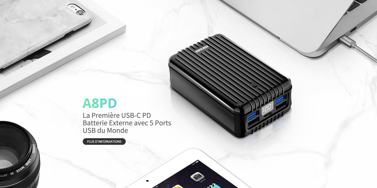 ZendureFR's tweet image. 📢📢#Bonplan Zendure A8PD USB-C PD Batterie Externe
👉26800mAh
👉5 Ports USB
👉Affichage LED Numérique
👉Compatible avec Macbook, iPhone X, Samsung, Nintendo Switch et Plus

Veuillez utiliser le coupon de 20€ avant l&apos;achat.

Argent &amp;amp; Noir : amzn.to/2C5Cg8o