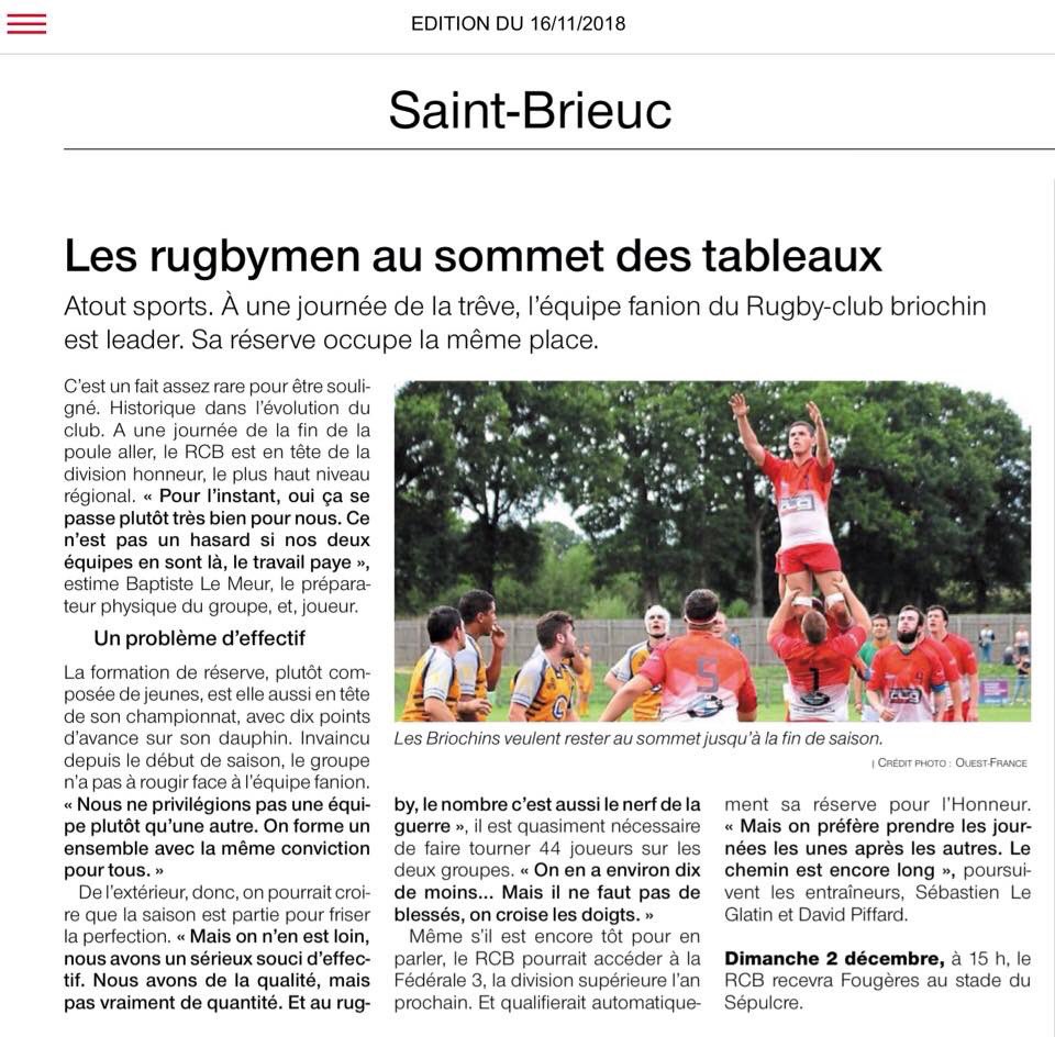 RC_SaintBrieuc's tweet photo. Article du Ouest France 👊🏼⚪️🔴 https://t.co/nOybupNseF