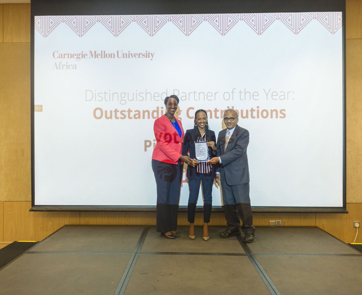 cmu_africa's tweet photo. CMU-Africa Distinguished Partner of the Year: Outstanding Contributions Award presented to @PIVOTACCESS , Thank you for your involvement in various engagements over the years and ongoing commitment to helping CMU-Africa reach its full potential. #IndustryEngagements #CMUAfrica https://t.co/wXRPgIsLPx