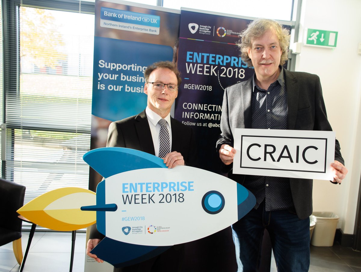 abcb_council's tweet photo. ENTERPRISE WEEK Start a business in a day 5/10 - Brownlow Ltd Chief Executive Adrian Ballentine with new business start up Paul Clarke of Craic Foods Ltd @enplacefoods #gew2018 #ABCEW18 https://t.co/4un0jY33v1