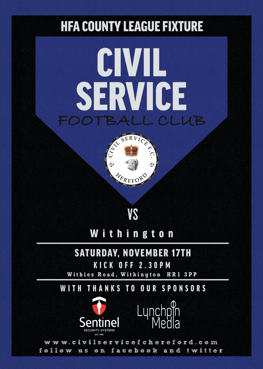 Matchday tomorrow, following last week's excellent win over Dore Valley, Top of the table @CSFC_Hereford make the trip to Withington in the HFA County League. Come along to Withies Road, Withington and give us your support goo.gl/maps/V6fL7w2Tv… … This is a 2.30pm Kick Off.