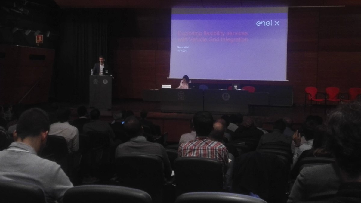 CITCEA's tweet photo. Narcís Vidal ENEL-X @EnelGroup "Exploiting flexibility services with Vehicle Grid Integration"  #JIIE2018 @CITCEA #EnergyTransition #EnergyInnovationCITCEAUPC https://t.co/vI4tNVCG3r