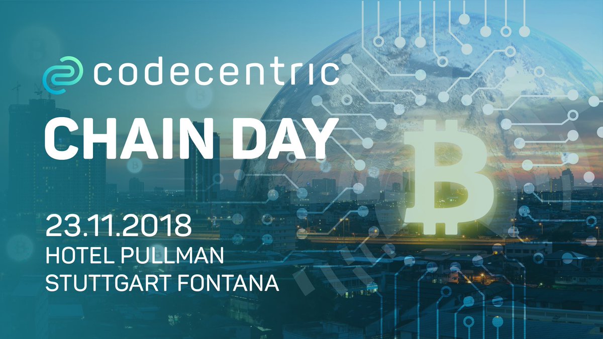 codecentric's tweet photo. In genau einer Woche findet der #ChainDay in Stuttgart statt. Es sind noch einige Plätze frei! Jetzt noch schnell anmelden ➡️ https://t.co/nU2UTMIHxt #blockchain #ethereum #hyperledger #iota https://t.co/y4DprKyiqU