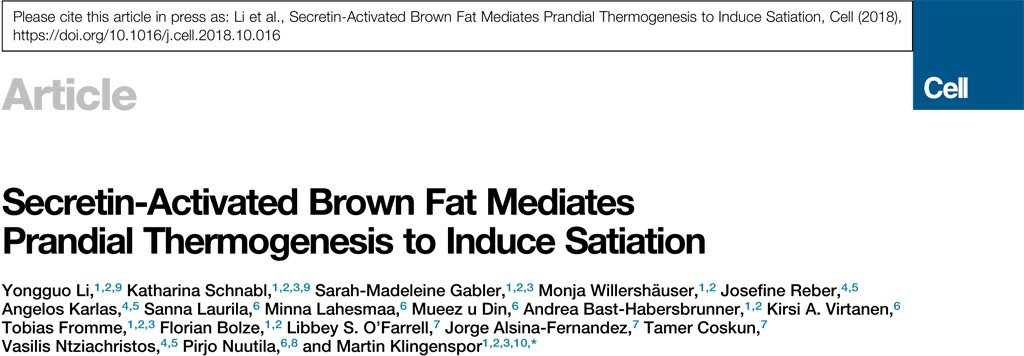 FrommeLab's tweet photo. Our new paper in @CellCellPress: Brown adipose tissue controls satiation! Yes. Really. (I know what you think => read on) (1/10) https://t.co/lsxQk2oOkf https://t.co/Hur2CsrKfX