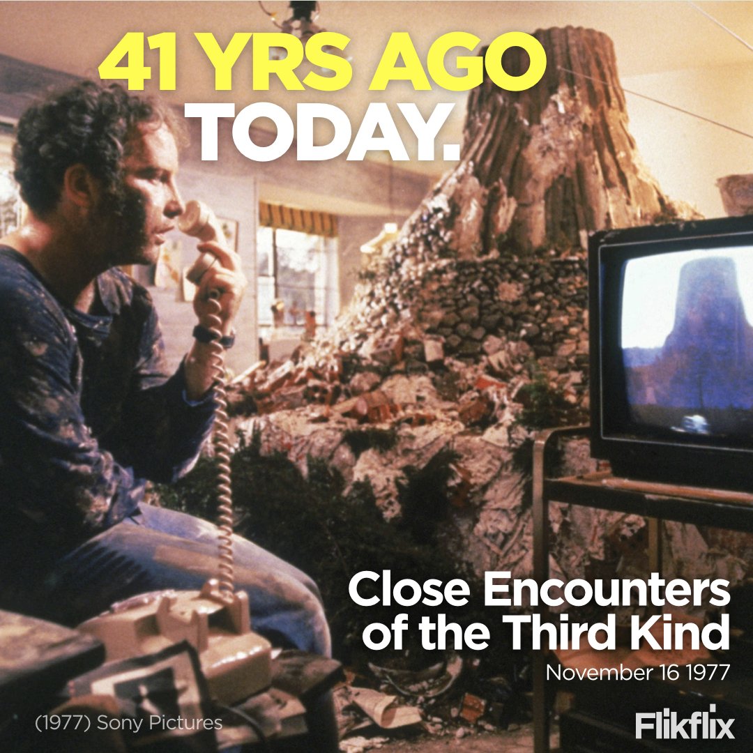 Released 41 years ago today. Find it on Flikflix. flikflix.app.link/QQsUH71tSR

#CloseEncountersOfTheThirdKind #FlikflixPick @RichardDreyfuss #FranciosTruffaut #TeriGarr #MelindaDillon @BobBalaban #JoeAlves #VilmosZsigmond #StevenSpielberg @SonyPictures #Aliens #UFO @Amblin