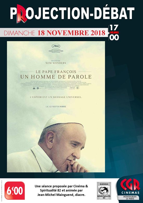 cathomontauban's tweet photo. Projection débat du film de Wim Wenders "Le pape François, un homme de parole".  c'est à Montauban dimanche 18 novembre. https://t.co/x4BbJlSXY9