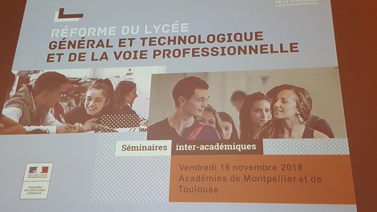 actoulouse's tweet photo. Réforme du lycée général et technologique et de la voie professionnelle : séminaire inter-academique @actoulouse @acmontpellier https://t.co/OnDD4lMlgc