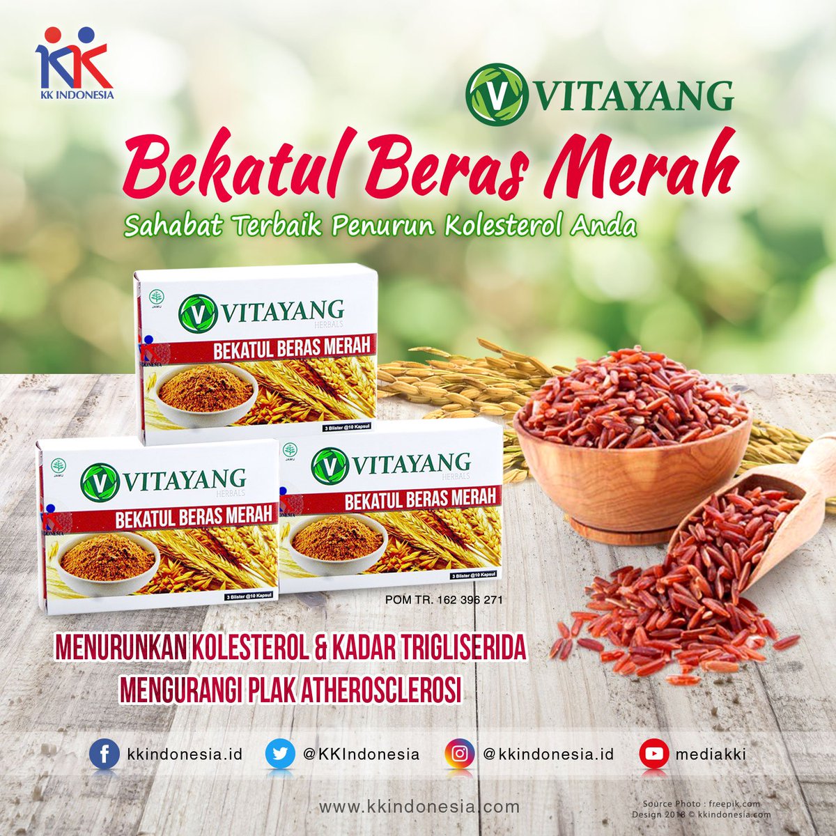 VITAYANG BEKATUL BERAS MERAH

Kandungan ekstrak bekatul beras merah dapat digunakan sebagai obat herbal alami untuk membantu :

Info Detail : goo.gl/vJMybL

#kkindonesia #vitayang #Bekatul #BerasMerah #Kolesterol #Trigliserida #Arteriosklerosis #Herbal #Alami #Kesehatan