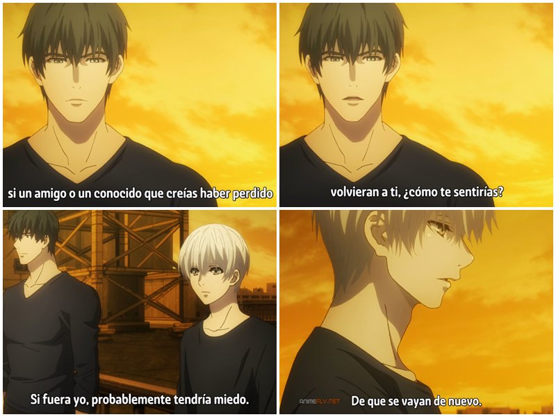 Jonaxluxoficial's tweet photo. Amon: si un amigo o un conocido que creías haber perdido , volvieran a ti. ¿Como te sentirías? 
Kaneki: si fuera yo probablemente tendría miedo. 
Amon: ¿miedo?
Kaneki: de que se vayan de nuevo. 

-la hice ayer, me identifique y es normal sentir miedo de quedarte solo de nuevo. https://t.co/hMGh54RtiW