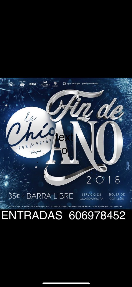 🎊FIN DE AÑO DISCOTECA #LECHIC #VIAPOL #SEVILLA🎊 • LA MEJOR OPCIÓN BARRA LIBRE 35€• #ULTIMASENTRADAS ! •ENTRADAS AL 606-978-452!
#sevillanos #sevillanoche #sevillafiesta   #upo #us #universidaddesevilla #pabloolavide #sevillauniversitaria #lechicViapol  #findeaño2018lechic
