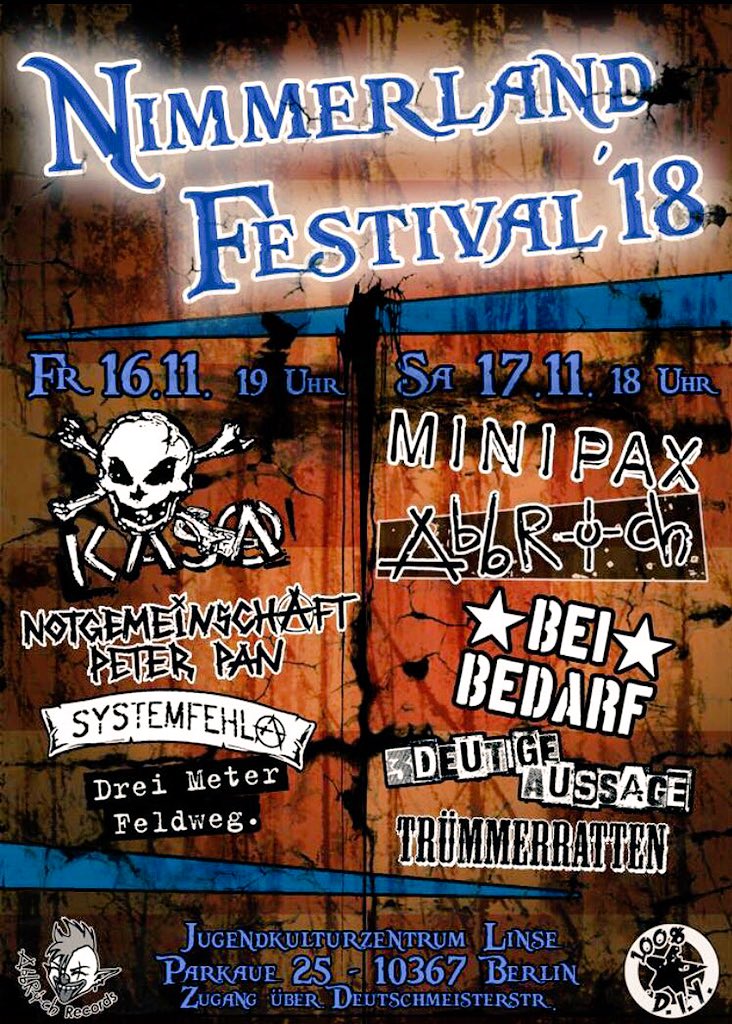 Bei_Bedarf's tweet photo. Ab heute beginnt das Nimmerland Festival, wir sind dann am Samstag dran. ❤️ #Kommtrum #deutschpunk #minipax #abbruch #beibedarf #berlin https://t.co/hoHIIf2n6r