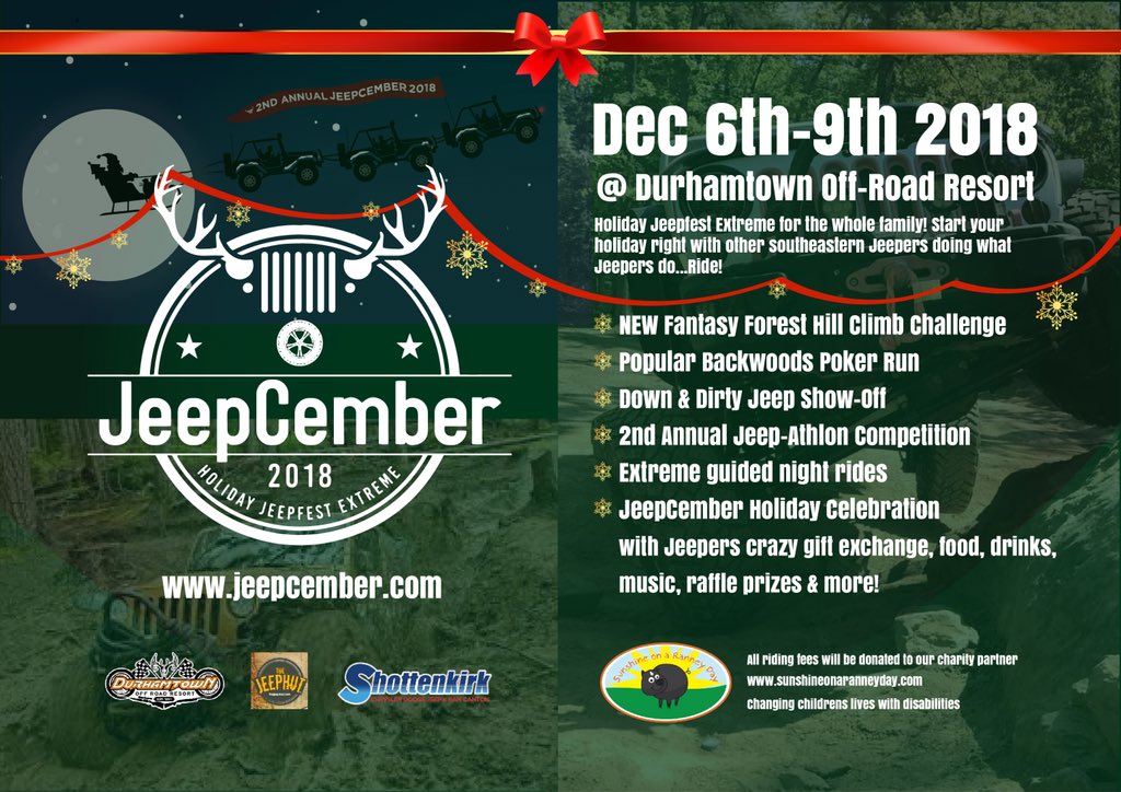 JeepCember's tweet photo. 19 days and counting til JeepCember 2018 at Durhamtown off-road resort! Have you registered? https://t.co/ehKrTdAEqN https://t.co/mGU3Lnt1rk