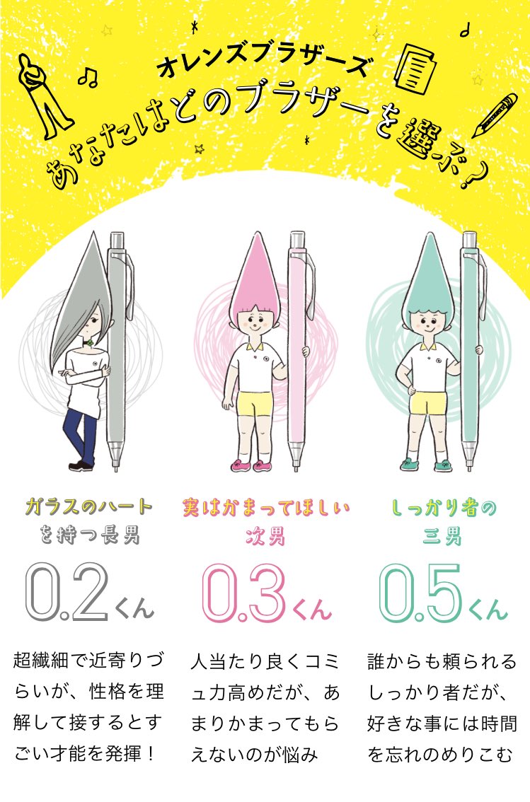 村田エリー Pe Twitter お仕事 キャラクターを制作しました ぺんてるさんの大人気シリーズ オレンズ がこの秋リニューアルしました 一緒にオレンズブラザーズもバージョンアップ ぜひご覧ください T Co 56u9fs9ldu Orenz オレンズ