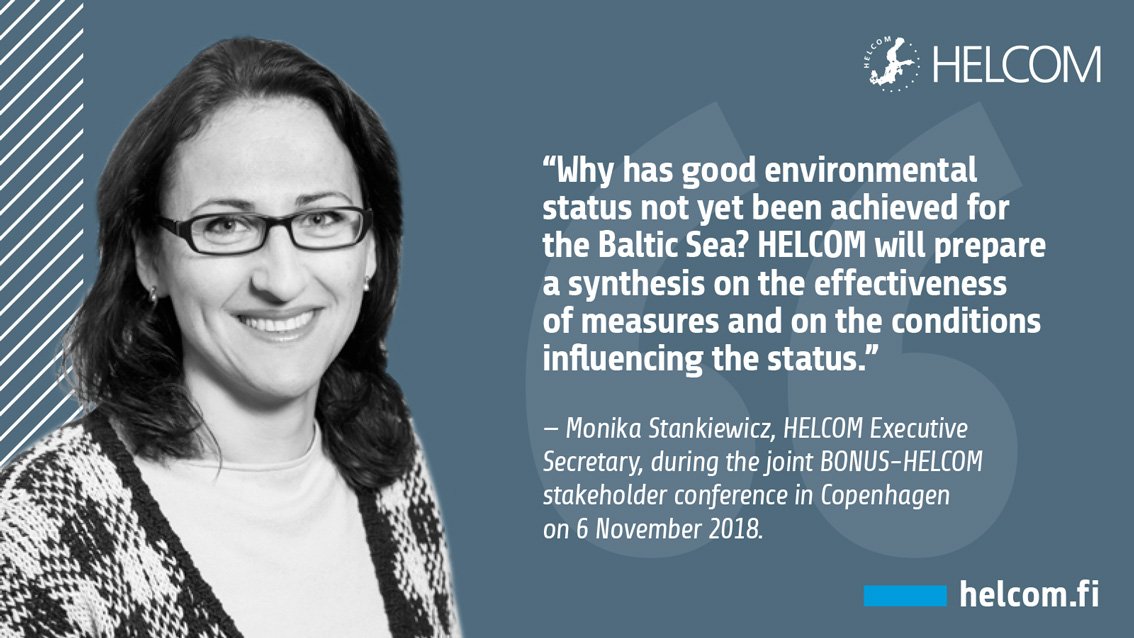 “Why has good environmental status not yet been achieved for the Baltic Sea?” – Monika Stankiewicz, HELCOM Executive Secretary, in her closing remarks at the BONUS-HELCOM Stakeholder conference in Copenhagen on 6 November 2018.
 
Read her wrap-up speech > bonusportal.org/bonus-helcom-2…