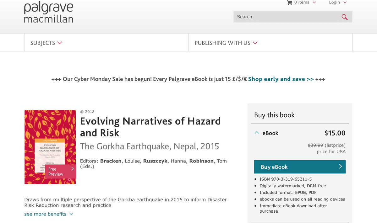 HRuszczyk's tweet photo. Our interdisciplinary Nepal Gorkha Earthquake book is on sale for $15!!! 

@_IHRR @GeogDurham @AnthDurham1 @NSETNepal1 @RamjeeBhandari @gopyKrishna @ChandikaShrest1 @Sanchitanpn @ArcDurham @durham_uni https://t.co/OrvaruFZn2