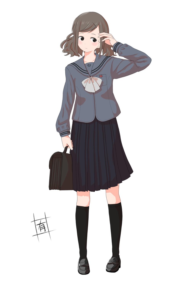和歌山北高校の制服(冬) グレーのセーラー服ってあまり見かけないので