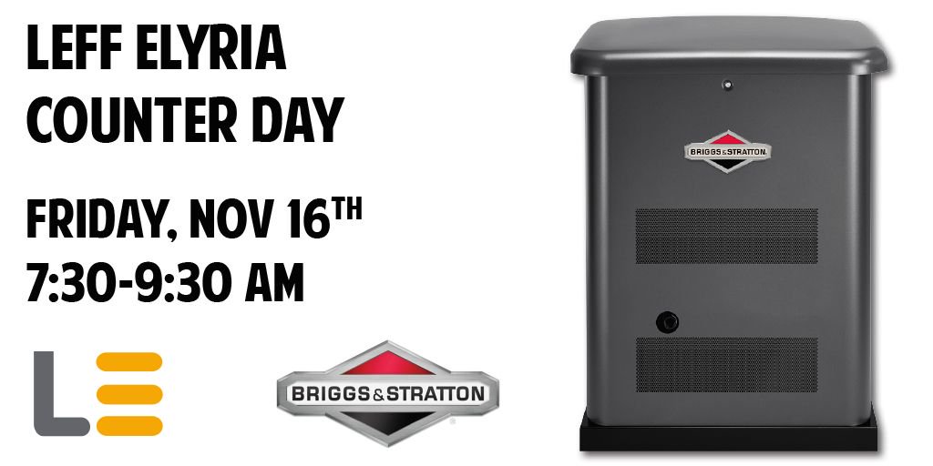leffelectric's tweet photo. Join us in Elyria for breakfast (7:30-9:30), Briggs &amp; Stratton generator displays, and a chance to win a Panera gift card! https://t.co/eCJBo5vOag