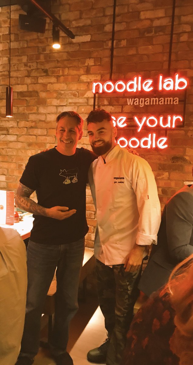 veganuary's tweet photo. We were very excited to be at @wagamama_uk #NoodleLab yesterday to try @avantgardevegan’s NEW collab dish, the avant gard’n! 🍜🌱 Complete with coconut & sriracha #vegan egg and the most delicious BBQ seitan, they’d be mad not to roll it out in their restaurants. 👏🏼👏🏼👏🏼 https://t.co/ajS9nUkA8h