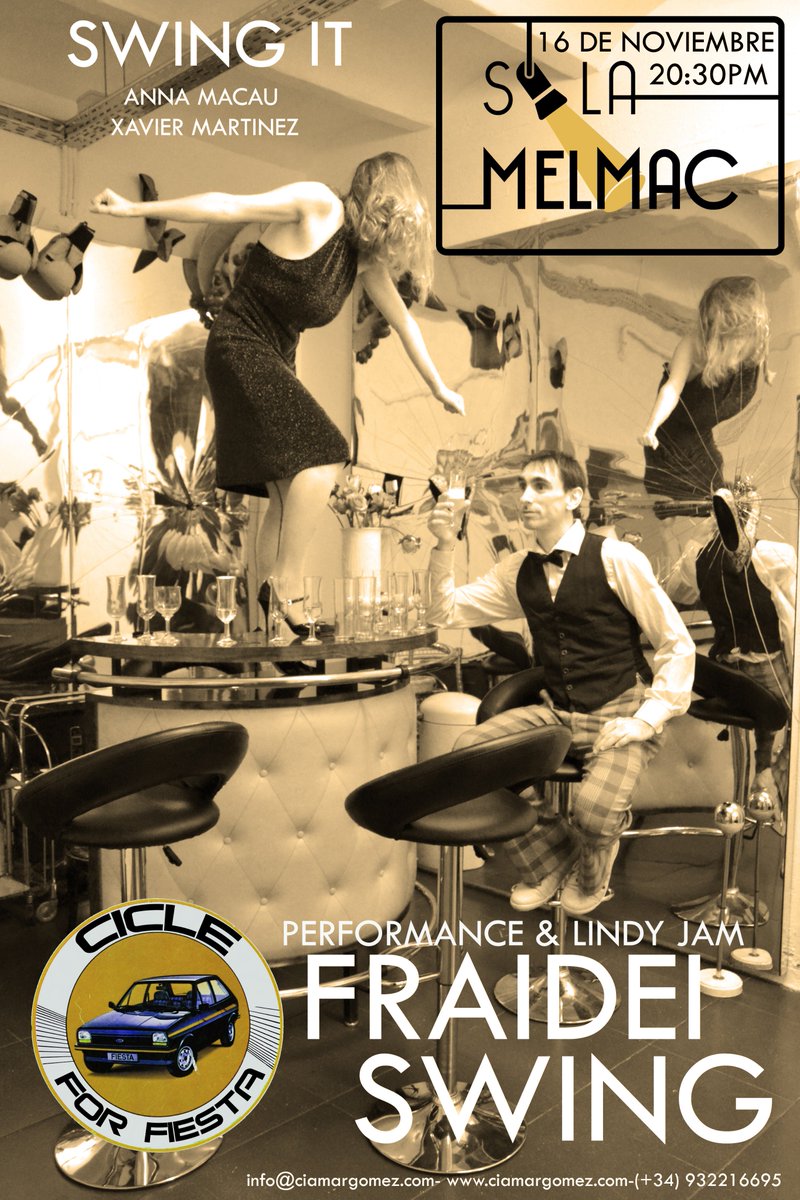 Primera 'Fraidei Swing' a la Sala Melmac. Avui a les 20:30h, performance + Jam de Lindy hop i de Blues fins que ens arrosseguem pel terra. Tothom a ballar, us hi esperem! :-)