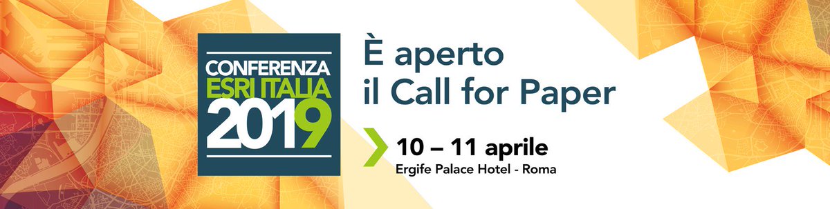 Esriitalia's tweet photo. È aperto il Call for Paper della Conferenza Esri Italia 2019
 #Esri #GIS #ArcGIS #conesri2019 #geolocalizzazione #tecnologiegeospaziali
 https://t.co/PJBgmuebuS https://t.co/ysz8IqC5tw