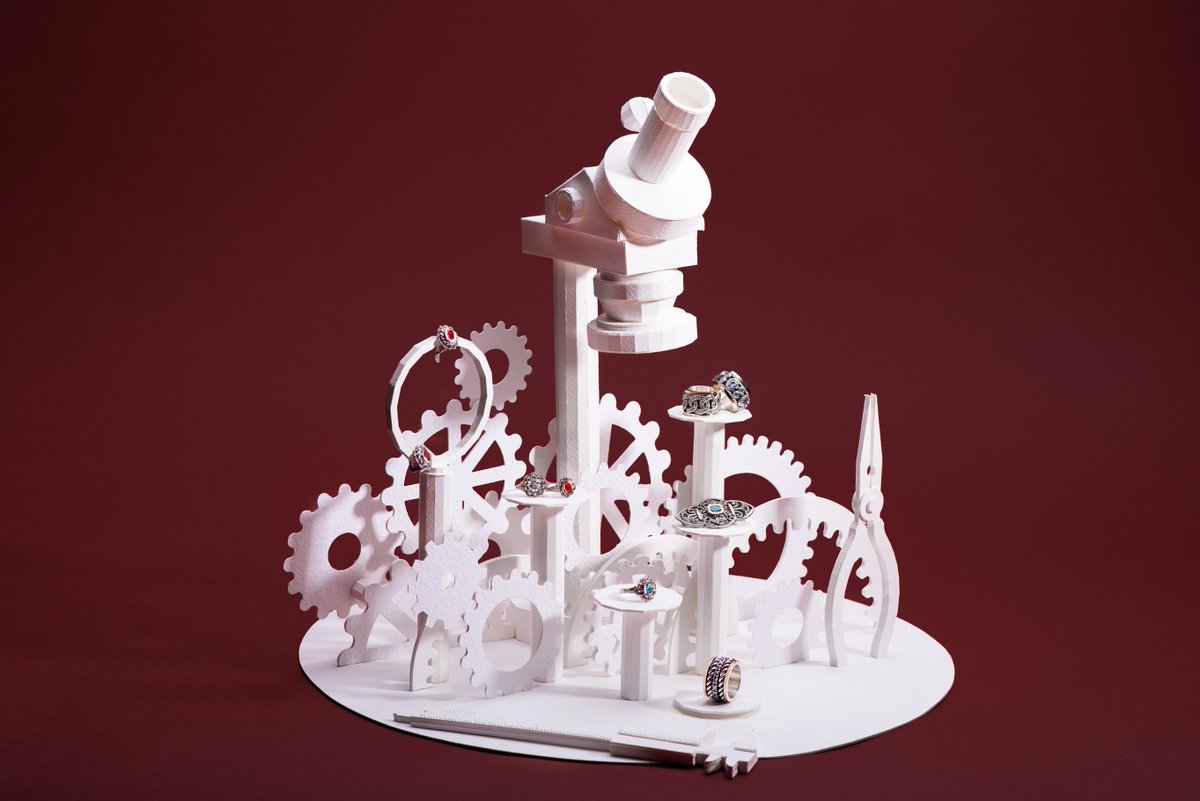 OupasDesign's tweet photo. Check all these pulleys, gears and jewerly tools we made for ARPA exhibition. Photo courtesy of AORP. #papercraft #jewelry https://t.co/5bhT0ni892