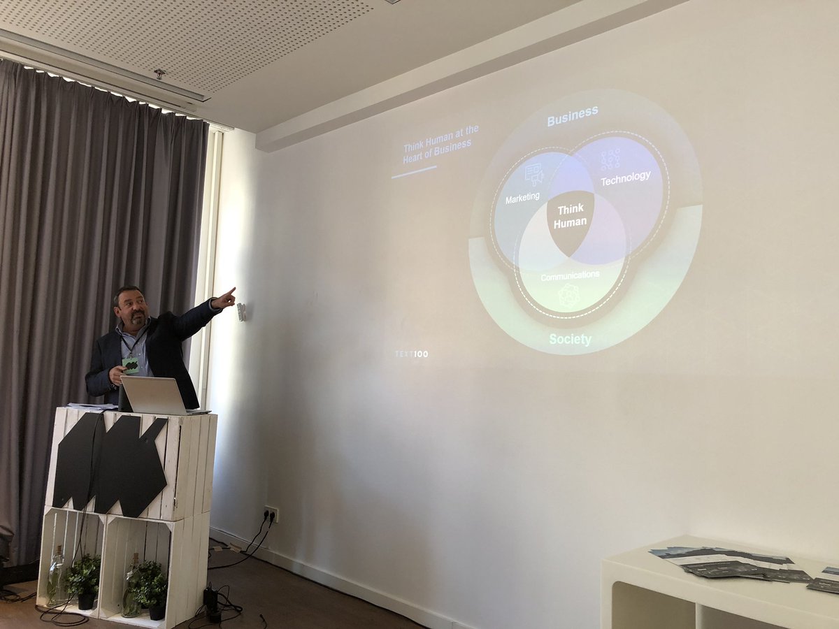 MartinEbert's tweet image. Our Regional Director @RodCartwright up on stage at @mmk_berlin on Think Human and why it is important for brands. #MMK18 #Text100