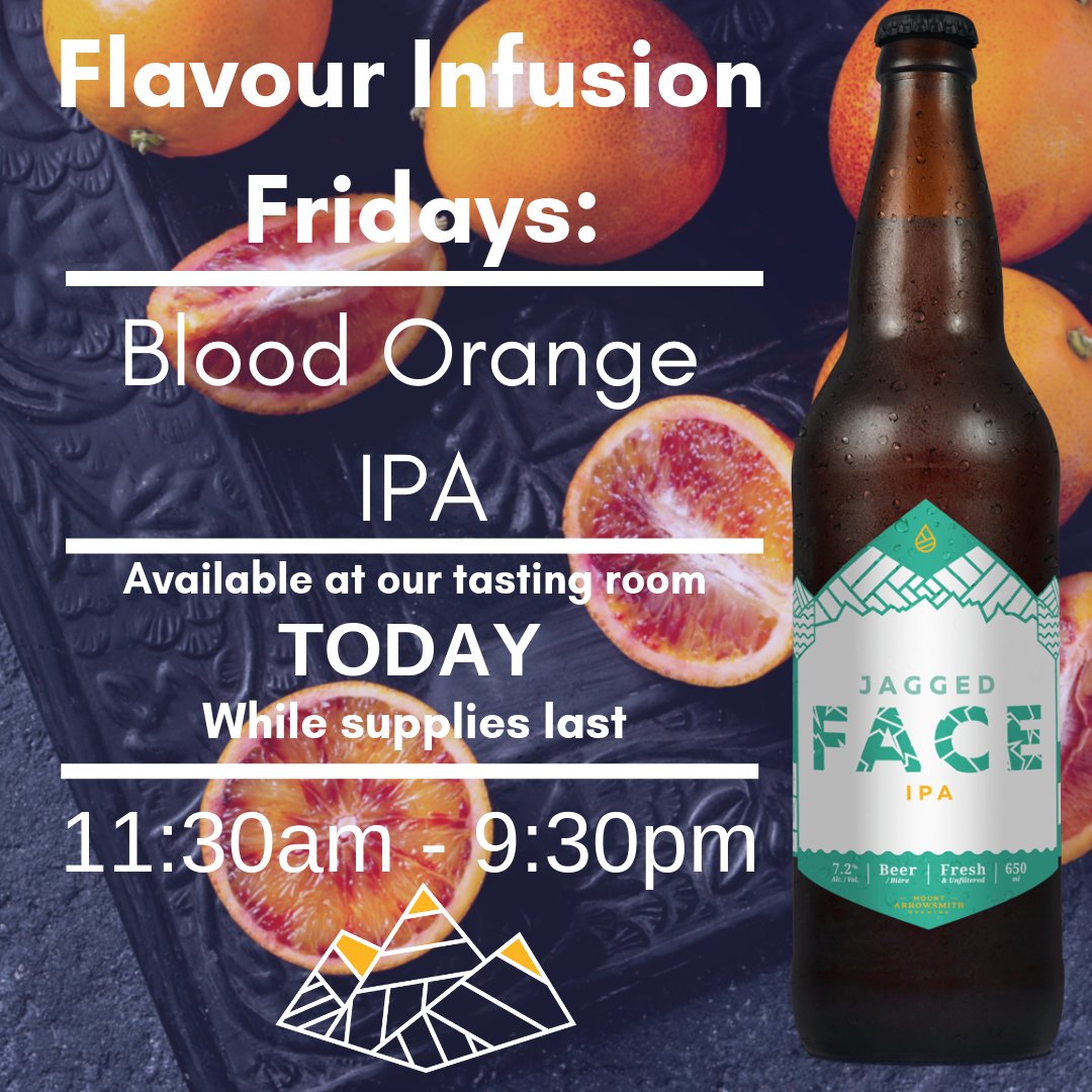 ON TAP Today: A tasty Blood Orange infused IPA available at our tasting room. Come start off your weekend right with a cold beer and a bite to eat. 

#mabrewing #islandbrewmountainview #mypqb #parksvillecraftbeer #craftbeer #bccraftbeer #bcbeer #vancouverisland #weekend