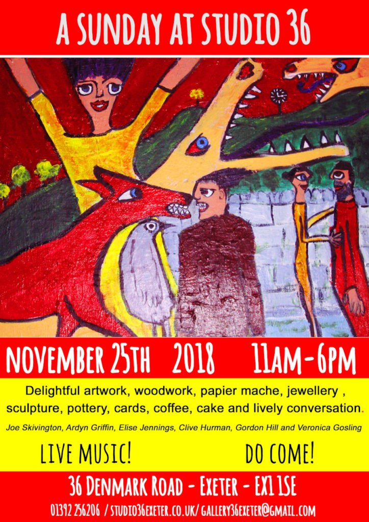 Love art, live music and creative minds? Don't miss A Sunday at Studio 36 on 25th November! It's getting close! #Exeter #exeterhour @ArtWeekExeter