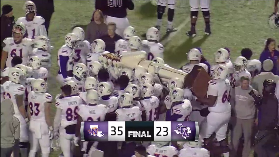 NSUDemonsFB's tweet photo. Why not watch the #BattleForChiefCaddo again? How about now or later on https://t.co/VMNRMLuIvF and the Southland Conference apps ... and at noon today on @CoxSportsTV #Demon18all #EAT #ChiefCaddoComesHome #NeverYield https://t.co/vZOekp2nRT