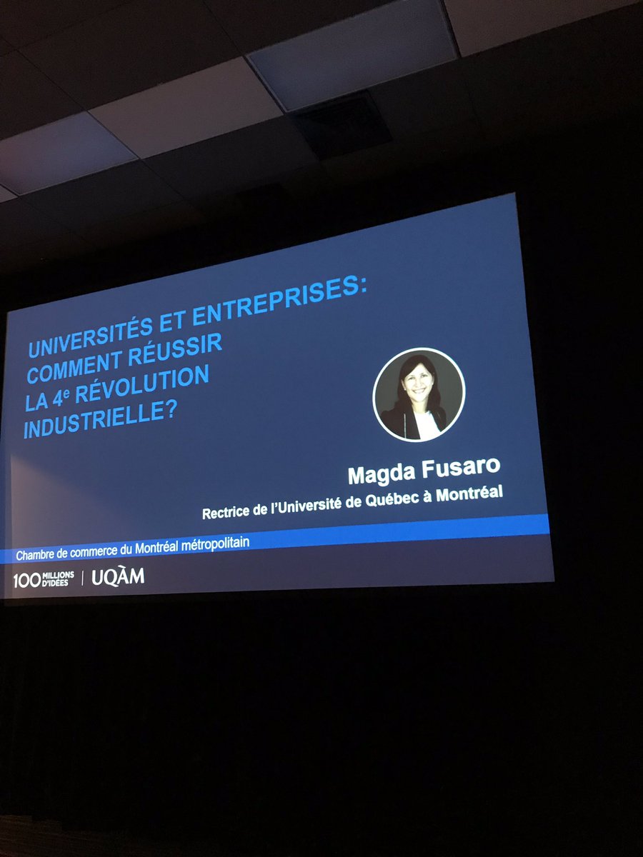 UQAM's tweet image. En direct de la @Acclr_CCMM pour la conférence de la rectrice de l’#UQAM, Magda Fusaro, sur le thème «Comment réaliser la 4e révolution industrielle»