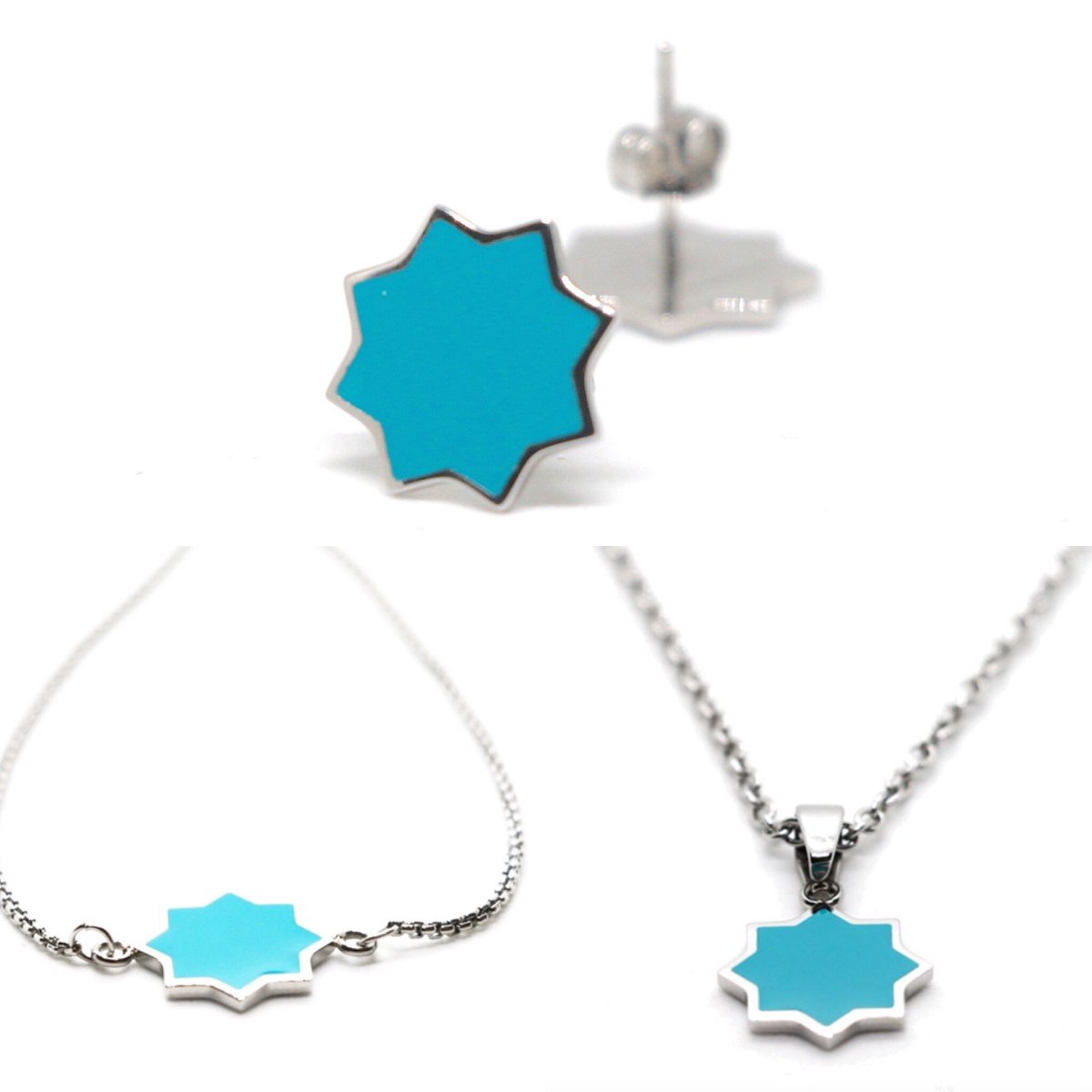 HijabFestNJ's tweet photo. The Samarqand set: earrings, bracelet, necklace. By SiwarBox. Every purchase feeds a Syrian child for one month. SiwarBox will be at HijabFest on Dec 1. https://t.co/zGCBj7wD68 https://t.co/WMcPCQGW2n