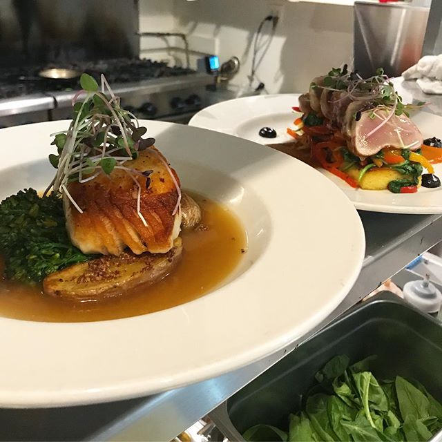 Dinner Service. #toscanoscomox #comoxvalley #weareyqq #yqqeats #eatlocal #bcbuylocal #farmtotable  #trustthechef #delicious #bcseafood #foodie #cheflife #food #chef #foodporn #sablefish #blackcod #instafood #instafoodie #tuna #oceanwise 📷: @toscanos2015