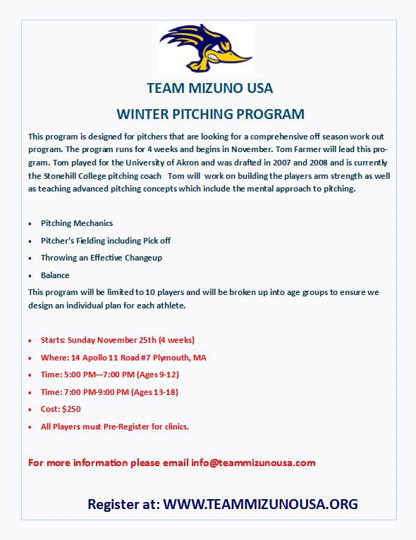 Great opportunity to work with Stonehill College Pitching coach Tom Farmer.