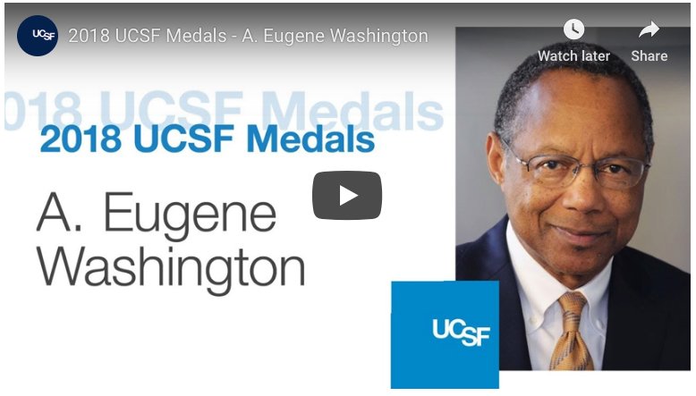 Chancellor Washington Receives University of California San Francisco (UCSF) Medal. Washington, internationally renowned clinical investigator, health policy scholar, executive-level leader, honored for dedication to improving health care. Article/video: buff.ly/2K7tSag