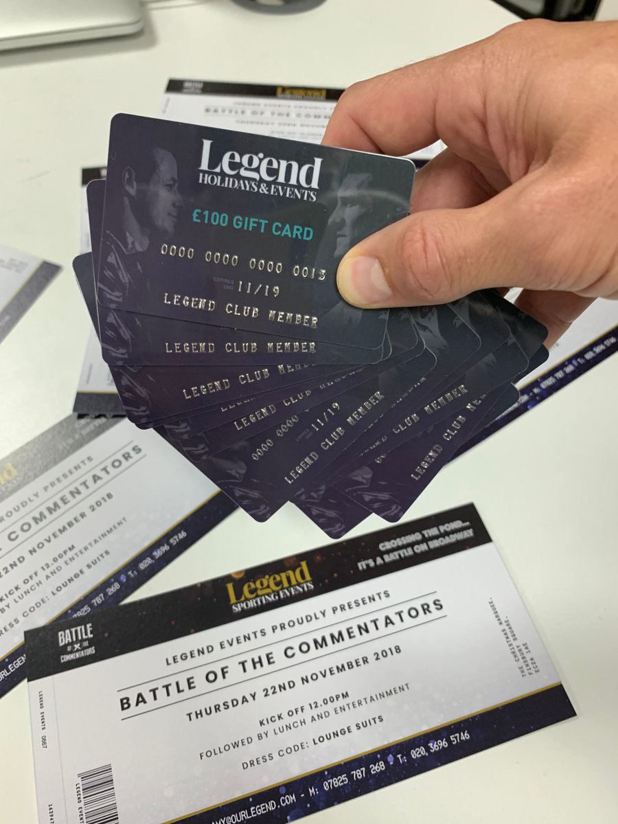 OurLegendUK's tweet photo. Battle of the Commentators prep well under way...a little something for all our guests! A holiday gift card for your ice cream, champagne or beer fund! #LegendHolidays #LegendEvents #Family #Travel https://t.co/3qy5ffwEoY