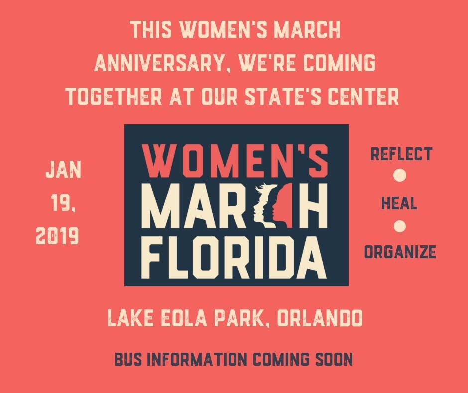 WMW_Florida's tweet photo. Save the Date!
Women's March Florida will have one official event in Orlando on January 19th to celebrate the Anniversary of our historic March on Washington.  We still have so much more to fight for here in Florida. Please come out and celebrate with us!  More details to follow https://t.co/Zi6yUTEeMj