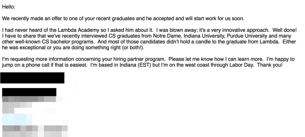 Austen's tweet photo. Chris attended Lambda School from a WiFi hotspot in the back room of a failing mattress store.

When he started interviewing the hiring manager sent us this email.

Ability is evenly distributed. Opportunity is not. https://t.co/mYQu8WmtKK