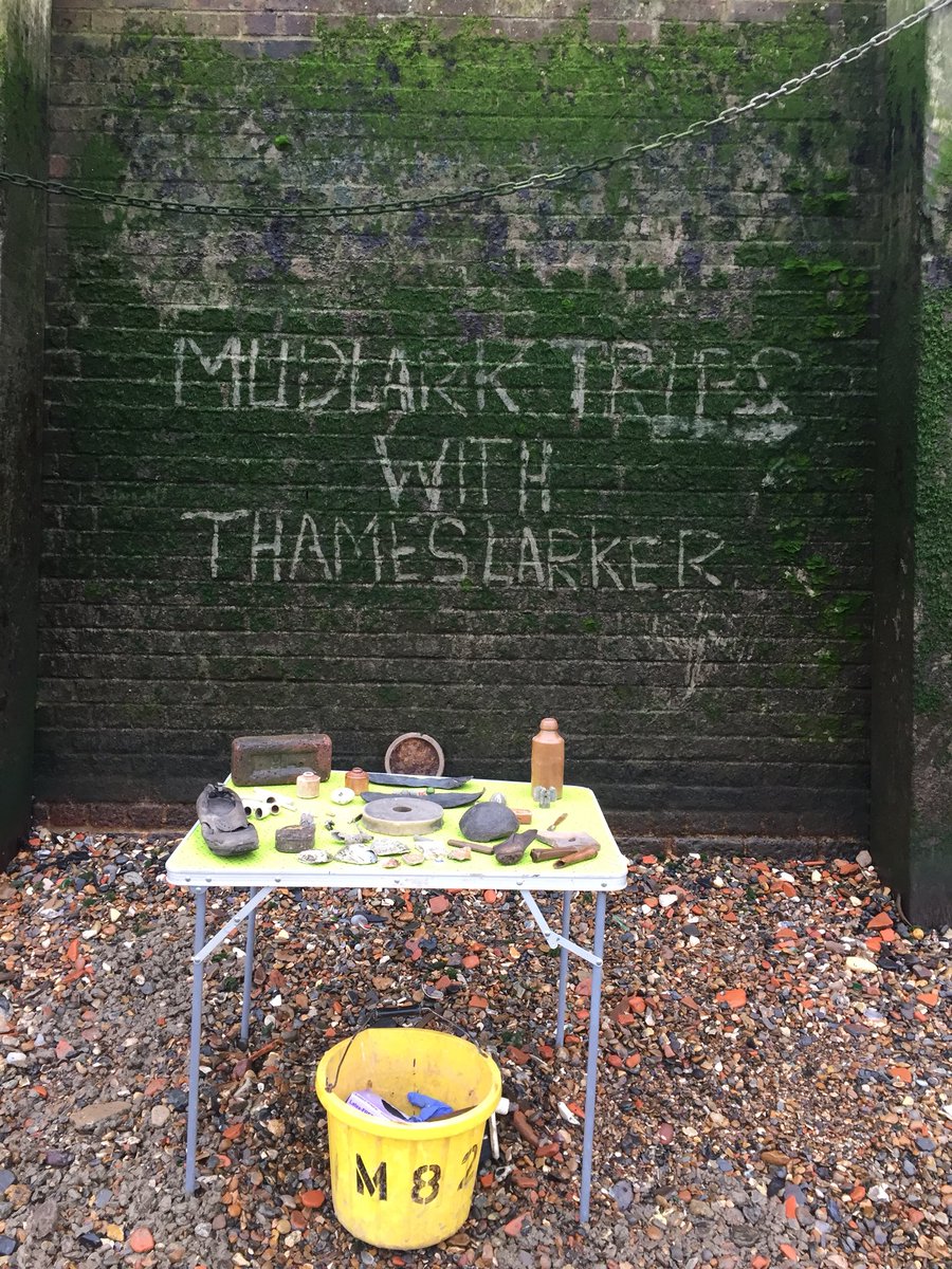 Rothersman's tweet photo. All ready for today’s free mudlark trip for @IRotherhithe with @AlbionPrimary on the Thames foreshore in #Rotherhithe #fullmudlark #freelocalschooltrips #handsonhistory #riverthames #mudlarking https://t.co/er1QcswkWB