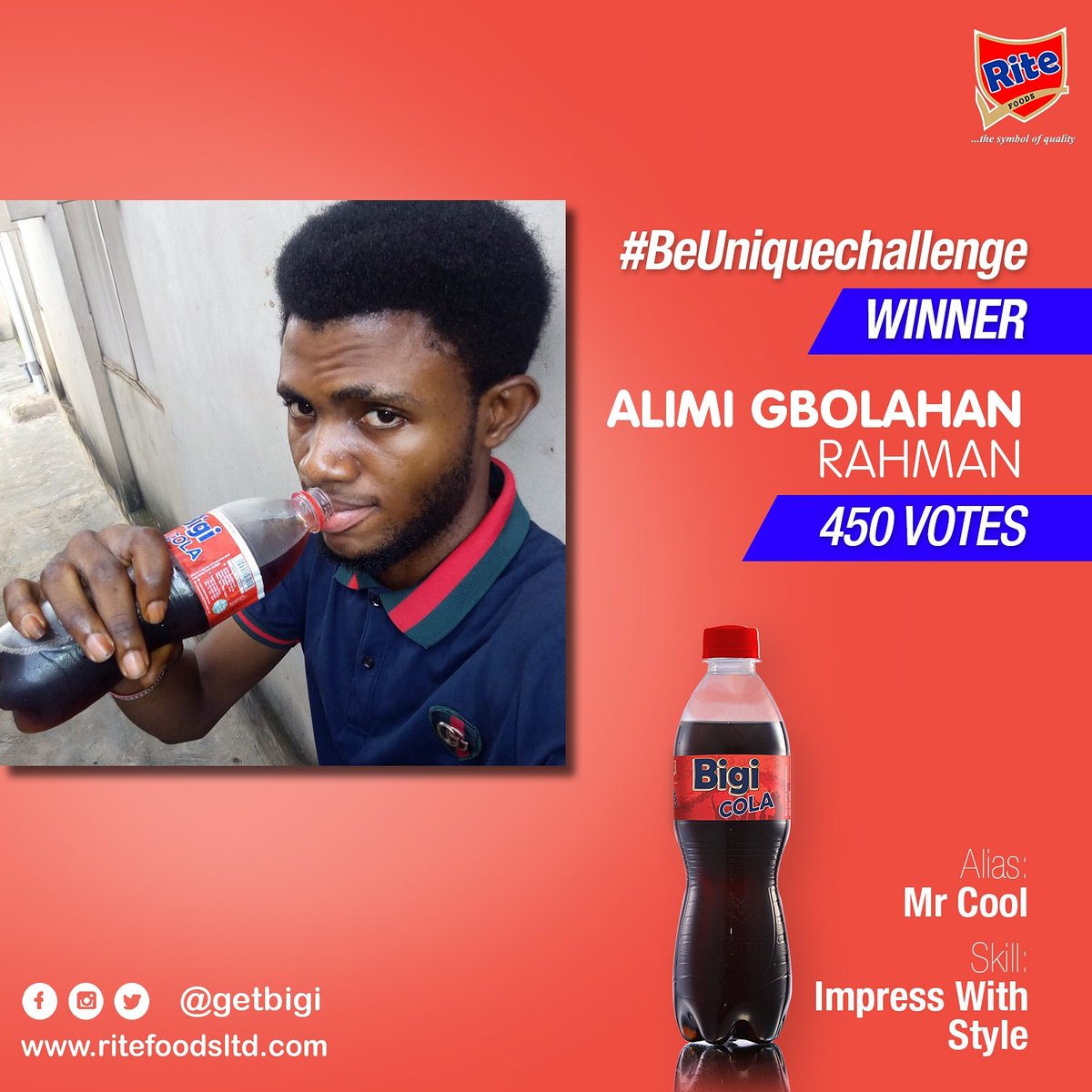 drinkbigi's tweet photo. Congratulations to another one of our #beuniquechallenge winners. 

#beuniquechallenge
#beunique
#tastesquad https://t.co/uVZgzauiKr
