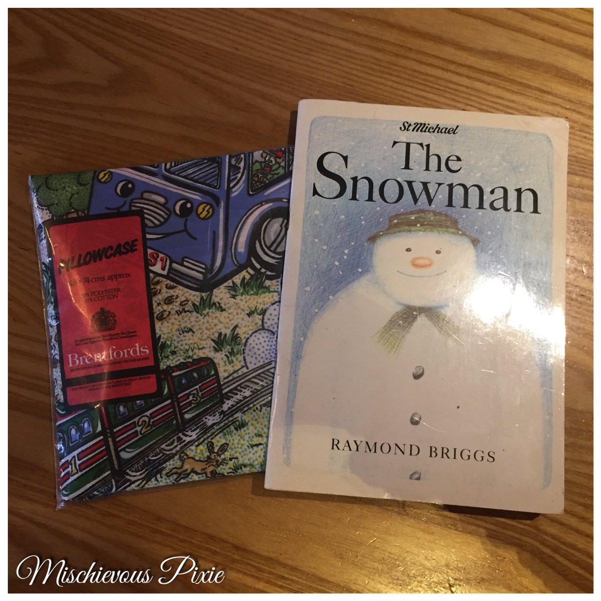 MissPixieUK's tweet photo. Great charity shop finds today! The snowman is going to be perfect for our advent books and these pillowcases I’m going to make them into gift bags for the little Imps Birthday #mischievouspixie #charityshopfinds #reusable https://t.co/OgCOoZvGOb